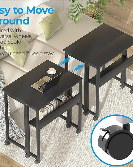 GreenForest Folding Desk Small Rolling Desk with Storage Shelf,31.5 inch Foldable Computer Desk with Wheels for Small Space,Easy Assembly,Black - LeafyLoom