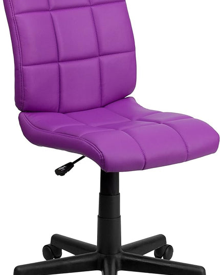 Flash Furniture Clayton Mid-Back Purple Quilted Vinyl Swivel Task Office Chair - LeafyLoom
