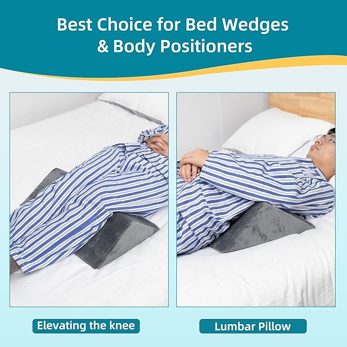 Bed Wedges & Body Positioners for Elderly (3 in 1),40 Degree Triangle Wedges for Bed Positioning,Triangle Pillow for After Surgery, Wedges for Bedsores,Wedge Pillow for Positioning - LeafyLoom