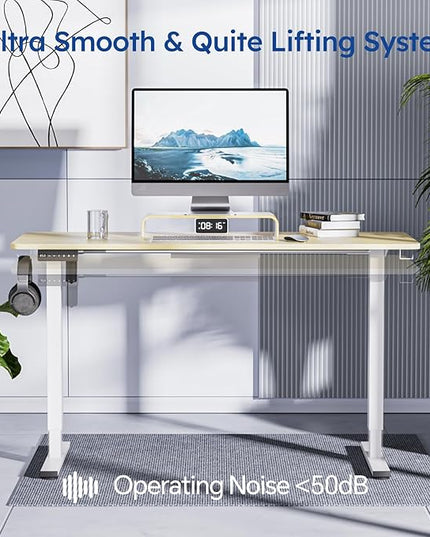 Standing Desk, Height Adjustable Desks with Powerful Motor and Cable Management,electric Sit Stand Desk with Hight Preset Design for Home Office Use 55x24 in Maple - LeafyLoom