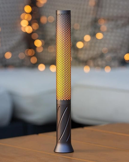 LED Candle Light, Cordless Table Lamp, Bedside Flame Lamp w/ 2 Modes, Rechargeable Candlestick, Modern Table Lamp w/ 2600 mAh Battery (Platinum Grey) - LeafyLoom