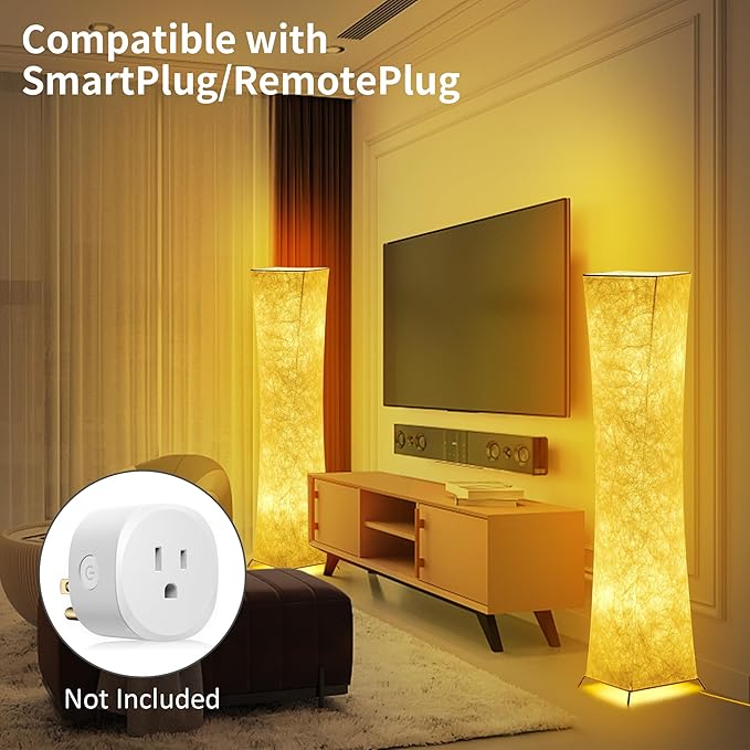 chiphy Floor Lamp, Dimmable 52" (M) Tall Standing Lamp, 3 Levels Adjustable Brightness 12Wx2 LED Bulbs, Column Floor Light w/White Fabric Shade, Home Decor for Living Room, Bedroom - LeafyLoom