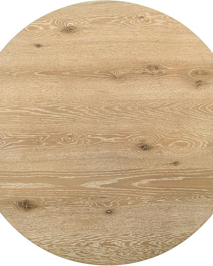 NicBex 47Inch Round Dining Table,Mid-Century Kitchen Table with Metal Leg Frame and Cross Base Leg for 2 to 4,Leisure Coffee Table for Kitchen,Small Space,Meeting Room and Living Room,Space-Saving,Oak - LeafyLoom