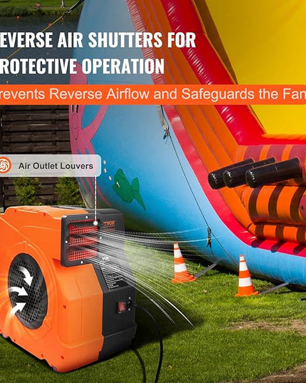 VEVOR Inflatable Blower, 1100W, 1.5 & 1.7 HP Bounce House Blower, Pump Commercial Air Blower for Inflatables, 3100 RPM Bouncy Castle Electric Fan for Bounce House, Waterslides - LeafyLoom