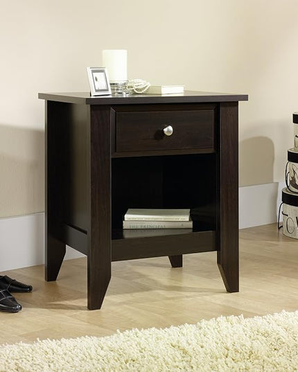 Sauder Night Stand, Jamocha Wood Finish - LeafyLoom