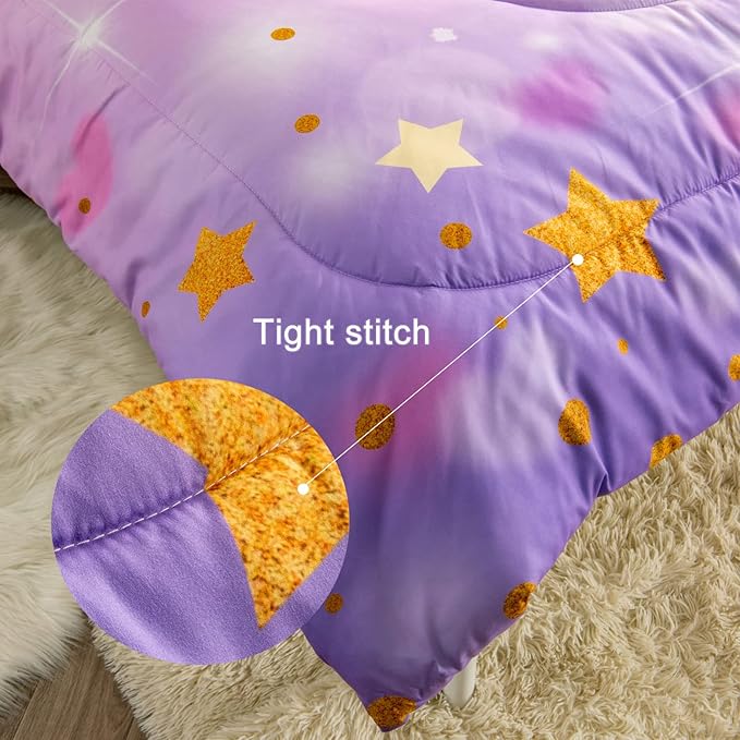 Unicorn Queen Bedding Sets for Girls Kids Comforter Set Queen Size with 2 Pillowcases Purple Unicorn Room Decor for Girls Bedroom Ultra Soft Machine Washable Toddler Bed Set - LeafyLoom