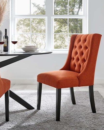 Modway Baronet Button Tufted Fabric, One Dining Chair, Orange - LeafyLoom