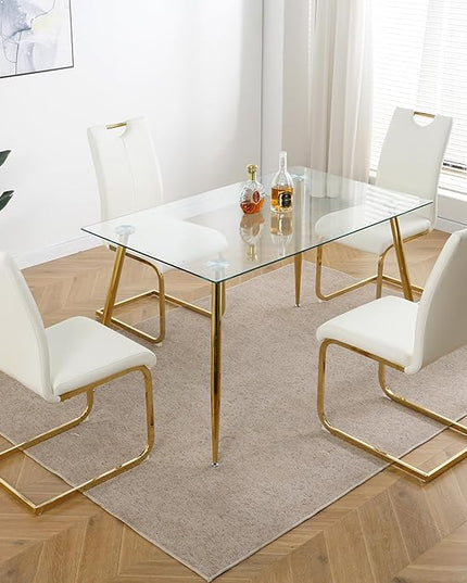 NicBex Haerin-SD-00372-LWJ Dining Chairs, 16.5"x17.9"x38.2", White and Gold - LeafyLoom
