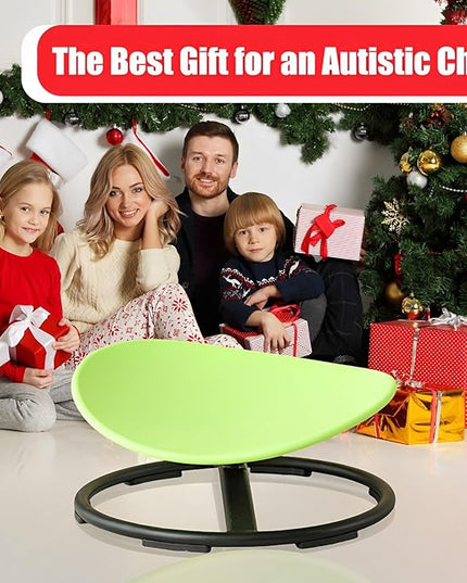 Autism Kids Swivel Chair,Spin Sensory Chair,Kids Spinning Chair,Sit Spin Training Body Coordination,Metal Base Non-Slip Small Desk Chair (Green) - LeafyLoom
