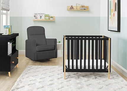 Delta Children Gio Mini Crib with 2.75" Mattress Included, Ebony/Natural - LeafyLoom