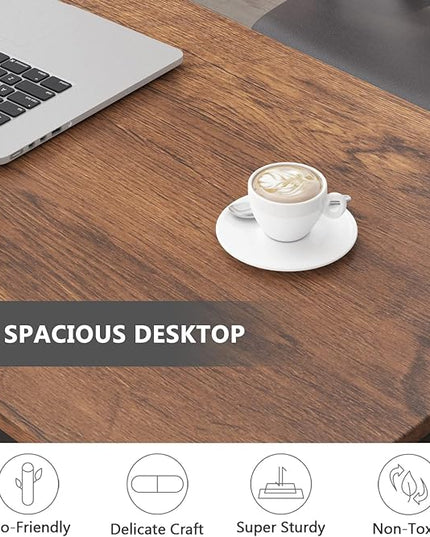 Tribesigns Computer Desk, 63 inch Large Office Desk Computer Table Study Writing Desk Workstation for Home Office, Rustic Brown - LeafyLoom