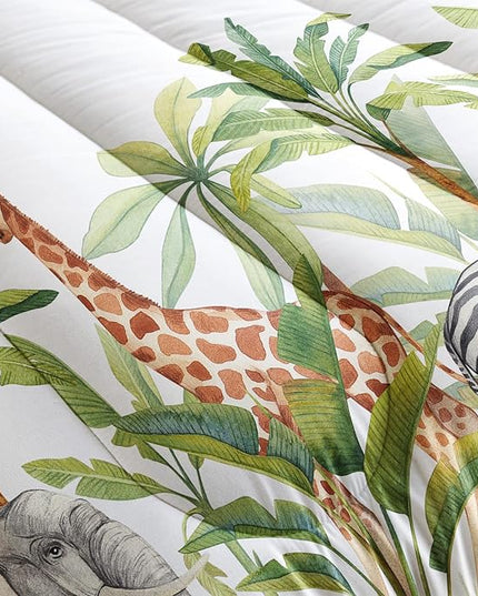 Wild Animal Comforter Full Size,Elephant Giraffe Zebra Kids Comforter Set,Jungle Comforter,3Pcs Bedding Set Printed Comforter with 2 Pillowcases,Down Alternative,Soft and Lightweight - LeafyLoom