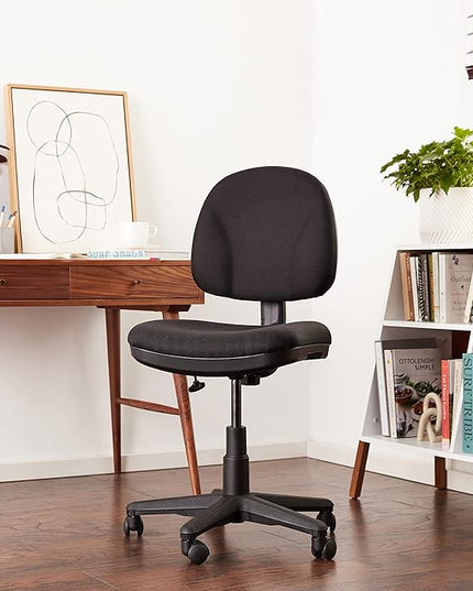Office Star Pneumatic Sculptured Office Task Chair with Thick Padded Seat and Built-in Lumbar Support, Black - LeafyLoom