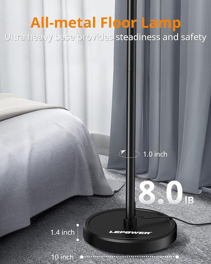 LEPOWER Tree Floor Lamp, Industrial Floor Lamps for Living Room with Multi Head, Dimmable Floor Lamp, LED Standing lamp Edison Bulbs, Pole Tall Lamp for Bedroom Office Black - LeafyLoom