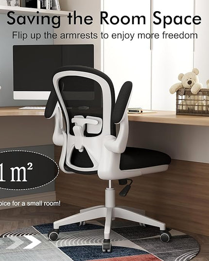 Ergonomic Home Office Desk Chairs Comfy Computer Gaming Chairs Mesh Arm Swivel Chairs of Adults for Home Office Bedroom(White) - LeafyLoom