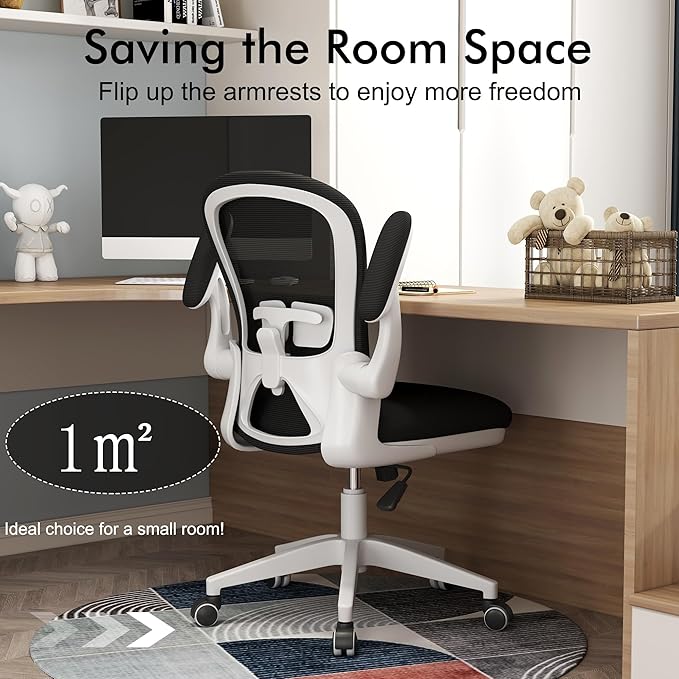 Ergonomic Home Office Desk Chairs Comfy Computer Gaming Chairs Mesh Arm Swivel Chairs of Adults for Home Office Bedroom(White) - LeafyLoom