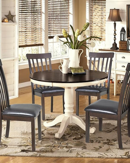 COLAMY Wooden Dining Chairs Set of 2, PU Leather Dining Room Kitchen Side Chair with Spindle High Back and Adjustable Foot Pegs - DarkBrown - LeafyLoom