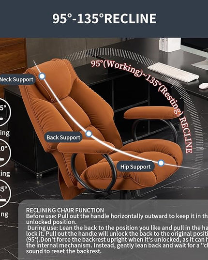 Office Chair Big and Tall, High Back Home Office Chair 400 lbs, Executive Office Chair with Ottoman, Ergonomic Office Chair with Padded Armrest, Swivel Computer Chair PU Leather (Khaki) - LeafyLoom