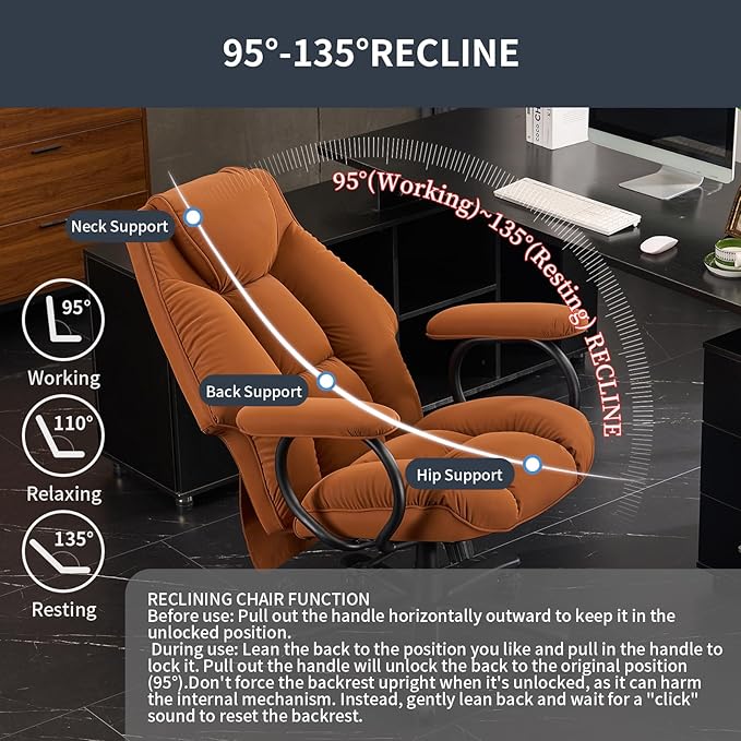 Office Chair Big and Tall, High Back Home Office Chair 400 lbs, Executive Office Chair with Ottoman, Ergonomic Office Chair with Padded Armrest, Swivel Computer Chair PU Leather (Khaki) - LeafyLoom