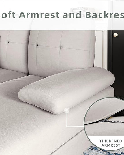 Shintenchi Sectional Couches for Living Room, U Shaped Sofa Couch with Double Chaise, 4-Seat Living Room Furniture Sets with Soft Cushion & Linen Fabric, Creamy White - LeafyLoom