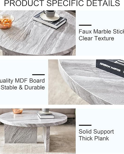 NicBex Modern Round MDF Material Circular Coffee Table with Texture, 31.4 Inch Contemporary Middle Table Modern Tea Table Suitable for Small Spaces, Living Room, Gray - LeafyLoom