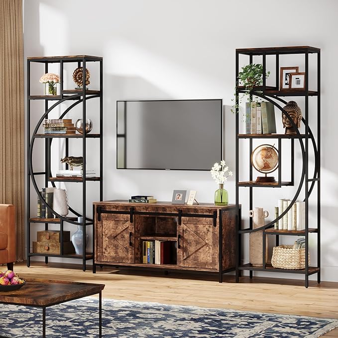 Bookshelf, 70.9" Tall Bookcase with 7-Shelf Open Bookshelves, Wood Metal Book Shelf Freestanding Display Rack Storage Shelving Unit for Office, Bedroom, Living Room, Easy Assembly - LeafyLoom
