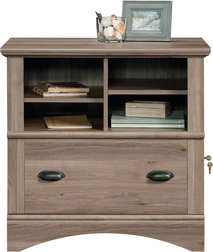 Sauder Harbor View Lateral File, Salt Oak finish - LeafyLoom