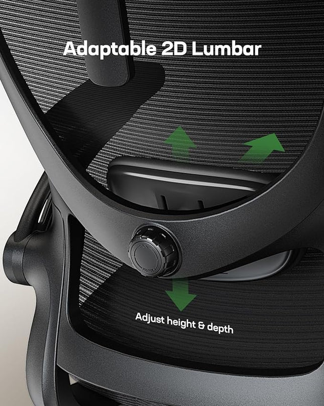 Marsail Ergonomic Office Chair: Office Computer Desk Chair with High Back Mesh and Adjustable Lumbar Support Rolling Work Swivel Task Chairs with Wheel 3D Armrests and Headrest - LeafyLoom