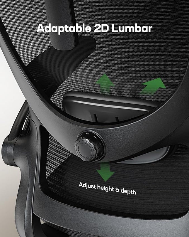 Marsail Ergonomic Office Chair with Headrest Mesh Office Computer Desk Chair with Adjustable Lumbar Support Rolling Work Swivel Task Chairs with Wheel 3D Armrests - LeafyLoom