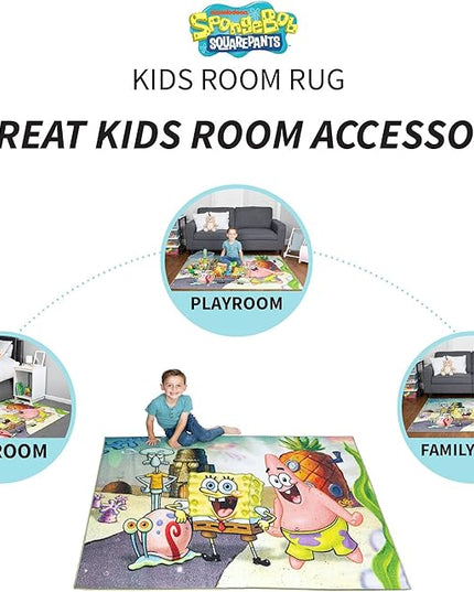 Franco Kids Room Non Slip Area Rug, 69 in x 52 in, Spongebob Squarepants - LeafyLoom