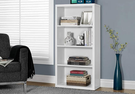 Monarch Specialties 7059 Bookshelf, Bookcase, Etagere, 5 Tier, H, Office, Bedroom, Laminate, White, Contemporary, Modern Bookcase-48 H Adjustable Shelves, 48-Inch - LeafyLoom
