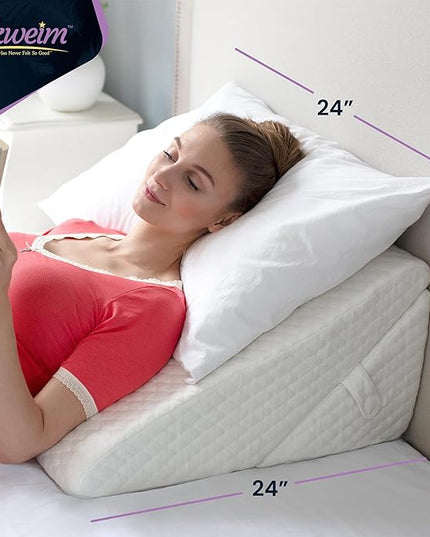 Adjustable Bed Wedge Pillow for Sleep Apnea, Gerd, Acid Reflux, Post Surgery, Heartburn - Foam Wedge Pillow for Back Pain Relief, Sleep Apnea Pillow Wedge or Bed Wedge Pillow for Sleeping for Seniors - LeafyLoom