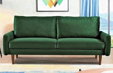 US Pride Furniture Kent Modern Velvet Sofa, Comfortable 3 Seater Couch for Living Rooms and Small Spaces, Ideal Studio Apartment Furniture with Sleek Design, Green - LeafyLoom