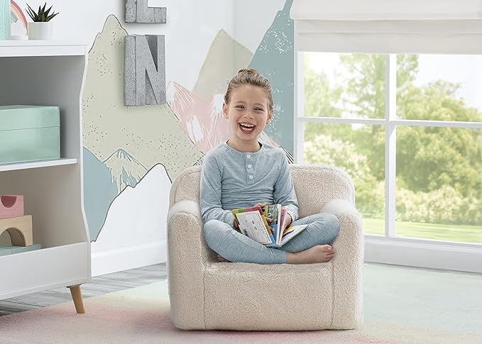 Delta Children Cozee Sherpa Chair, Cream - LeafyLoom