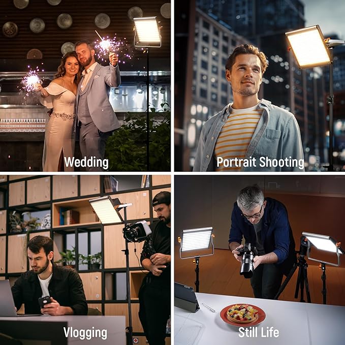 Neewer 2 Packs Dimmable Bi-Color 480 LED Video Light and Stand Lighting Kit Includes: 3200~5600K CRI 96+ LED Panel with U Bracket, 75 inches Light Stand for YouTube Studio Photography, Video Shooting Neewer