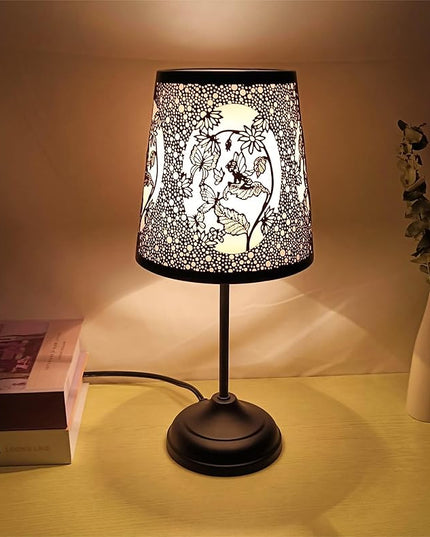 Flower Fairy Touch Lamp with Dimmable Touch Switch,Black Metal Cutout Shade, Flower Fairy Decoration Desk Lamp - LeafyLoom