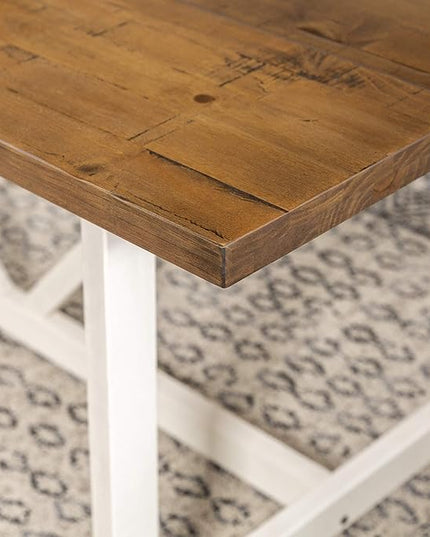Walker Edison Modern Farmhouse Dining Table Wood Small Dining Room Table Sets Dining Chairs. 72 Inch. White and Rustic Oak - LeafyLoom