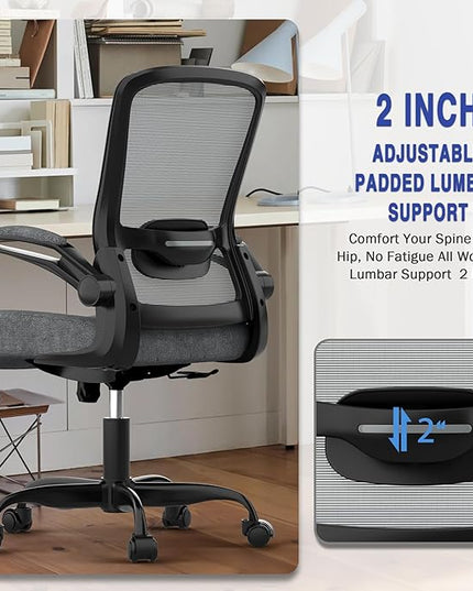 Office Chair, Ergonomic Desk Chair with Adjustable Lumbar Support, High Back Mesh Computer Chair with Flip-up Armrests-BIFMA Passed Task Chairs, Executive Chair for Home Office - LeafyLoom
