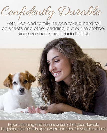 Linen Market 4 Piece King Bedding Sheet Set (Wheatfield Gray) - Sleep Better Than Ever with These Ultra-Soft & Cooling Bed Sheets for Your King Size Bed - Deep Pocket Fits 16" Mattress - LeafyLoom