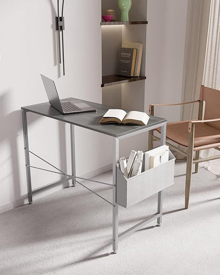 Pamray 32 Inch Computer Desk Small Spaces Desk with Storage Bag for Bedroom Writing and Home Office Work Small Study Desk Table Espresso Gray - LeafyLoom