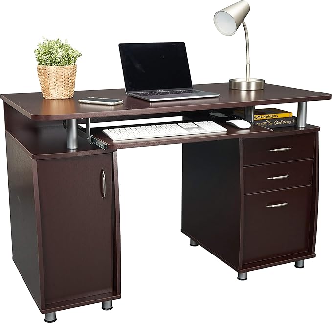 NicBex Laik-DW-00044-DX Desks, 47.5" W x 23.5" D x 30" H, Chocolate - LeafyLoom