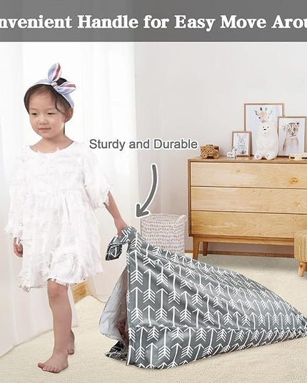 Jorbest Stuffed Animal Storage Bean Bag Chair for Kids and Adults, Bean Bag Stuffed Animal Storage, Stuffed Animal Bean Bag Velvet Stuffie Seat - Cover ONLY (Grey with White Arrows 200L/52 Gal) - LeafyLoom