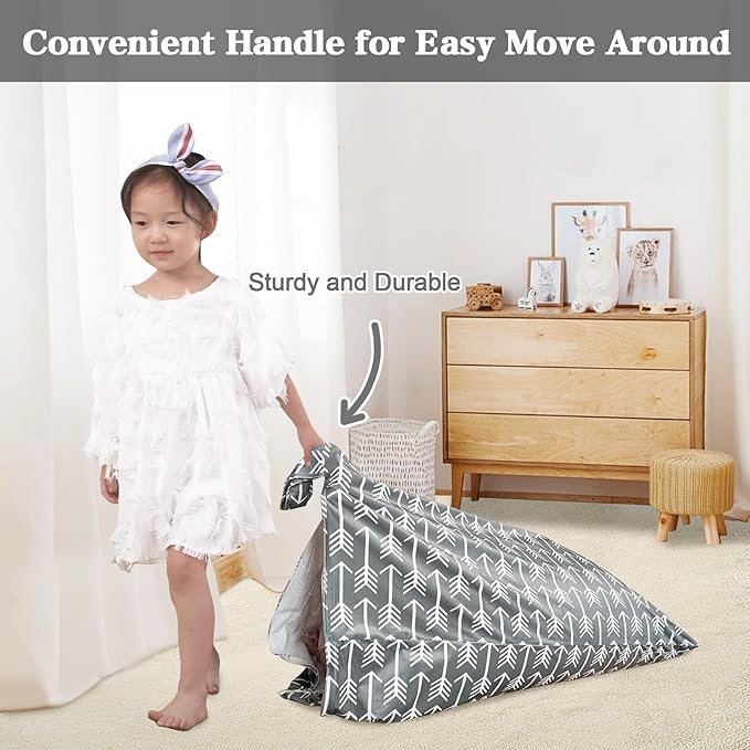 Jorbest Stuffed Animal Storage Bean Bag Chair for Kids and Adults, Bean Bag Stuffed Animal Storage, Stuffed Animal Bean Bag Velvet Stuffie Seat - Cover ONLY (Grey with White Arrows 200L/52 Gal) - LeafyLoom