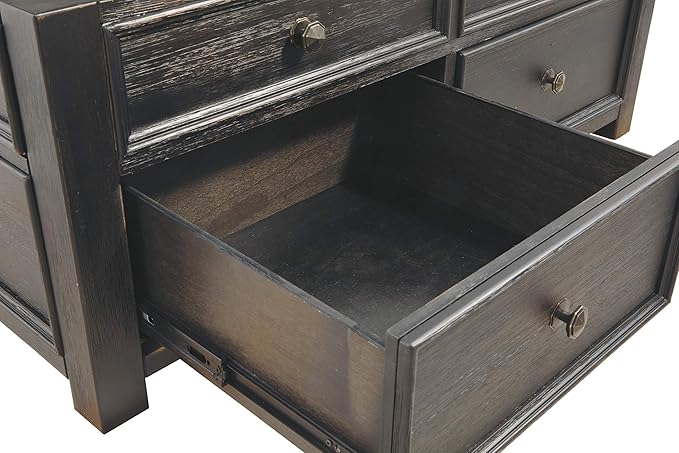 Signature Design by Ashley Tyler Creek Rustic Farmhouse Lift Top Coffee Table with Drawers, Brown & Black - LeafyLoom