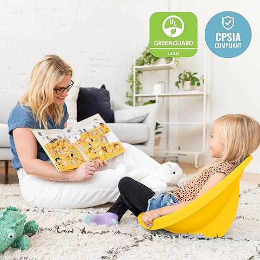 ECR4Kids Leaf Floor Seat, Rocker Chair, Yellow, 6-Piece - LeafyLoom