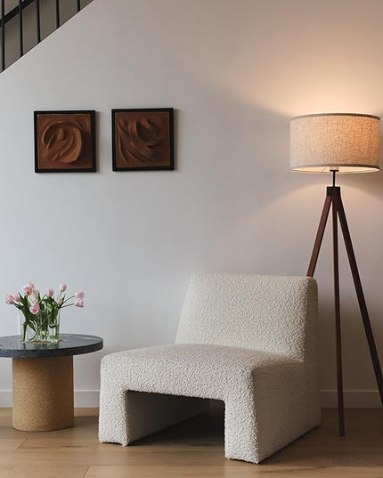 Brightech Eden Tripod Floor Lamp, Dimmable Standing Lamp with Solid Wood Legs for Bedroom Reading, Tall Tree Lamp for Offices, Modern LED Lamp for Living Rooms, Great Living Room Decor - Havana Brown - LeafyLoom