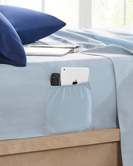 Comfort Spaces Girls Bed in A Bag Floral Comforter Set College Dorm Room Essentials, Complete Dormitory Bedroom Pack And Sheet with 2 Side Pocket Includes Extra Pillowcase Sets, Twin, Medallion Blue - LeafyLoom
