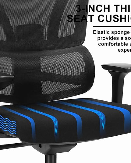 C19 Ergonomic Mesh Office Chair with Adjustable Height Lumbar Support，3D Armrest & Headrest，Tilt Function，Blade Wheel for High Back Desk Chair，Swivel Big and Tall Computer Chair (Black) - LeafyLoom