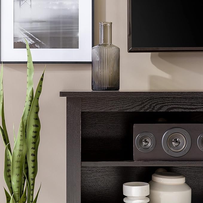 Walker Edison Wren Classic TV Console Entertainment Media Stand with Storage for Televisions up to 65 Inches, 58 Inch, Black - LeafyLoom