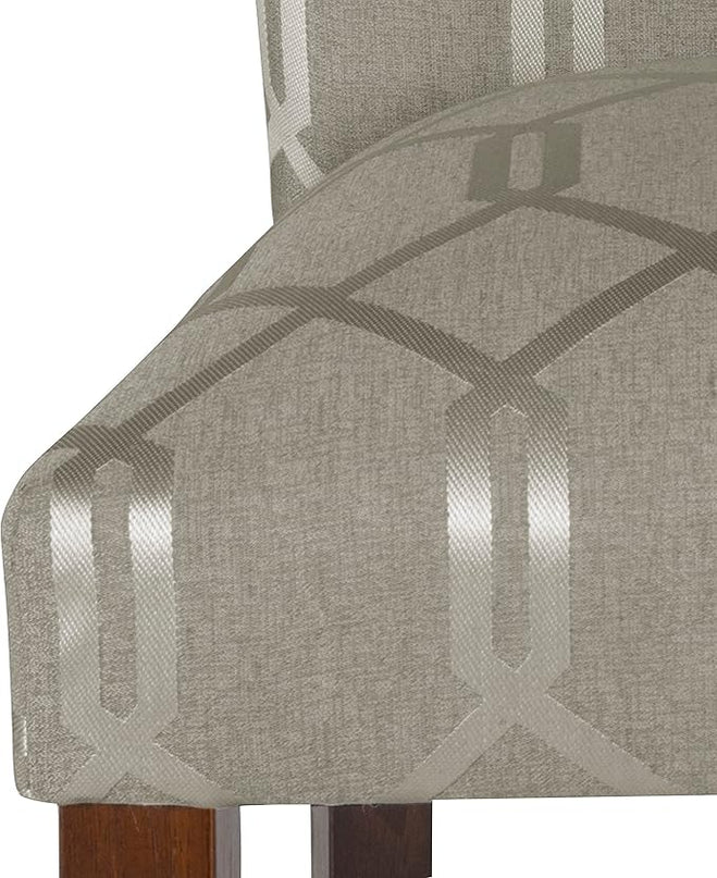 HomePop Classic Parsons Dining Chairs, Pack of 2, Pewter Gray Cream Lattice (Set of 2) - LeafyLoom